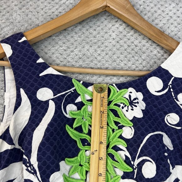 Lilly Pulitzer Blue Johnny B Green Appliqué Front Delia Shift Dress  Sz 0 XS - Picture 3 of 15